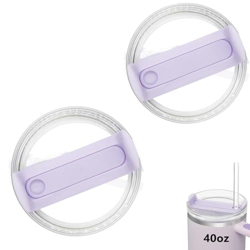 2 Pack Replacement 40 oz Tumbler Lid Compatible with Stanley Cup, Dustproof Spill Proof Splash Resistant Tumbler Covers Fit for Stanley Tumbler (Purple)