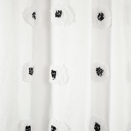 Rideau de douche en coton recyclé noir 183x183 cm Boho Circle