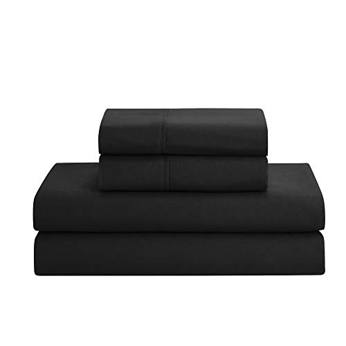 Image of Queen Comforter Set 8 Piece Bed in a Bag with Bed Skirt, Fitted Sheet, Flat Sheet, 2 Pillowcases, 2 Pillow Shams, Queen, Pintuck Black