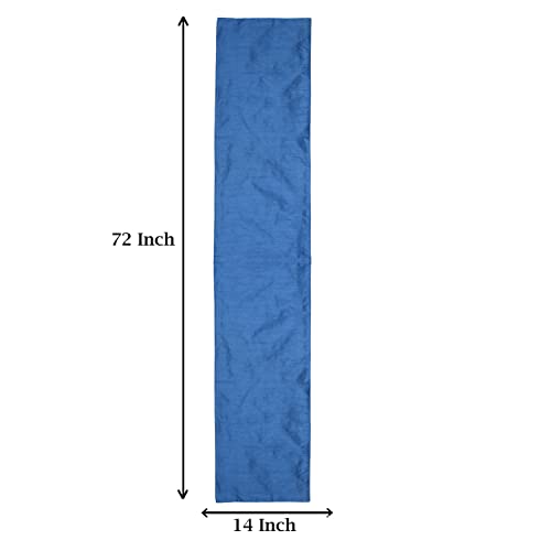 Image of E-EZRA Premium Raw Silk Table Runner for Centre Table / Coffee Table / 4 Seater / 6 Seater Dining Table (72 Inch, Turquoise)