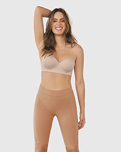 Image of Leonisa Seamless Shapewear High-Waisted Butt Lifting Capri or Shaper Shorts Thigh Slimmer Girdle for Women Tummy Control