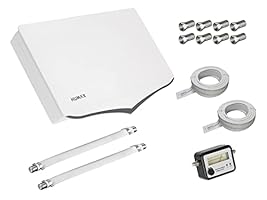 HUMAX Flat H40D2 Twin Flachantenne SAT, Satellitenantenne flach mit Twin-LNB + 2x10m Kabel + 2xFensterdurchführung + SAT-Finder + 8xF-Stecker, 2 Teilnehmer, einfache &amp; schnelle Installation, weiß