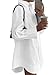 LYANER Women's Casual Shirt Dress Collar V Neck Button Down Loose Long Sleeve Mini Dresses White Medium