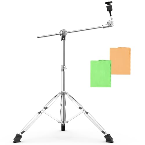 BGKBGK Boom Cymbal Stand Adjustable Cymbal Stand Boom Stand for Drum Hardware Percussion Mount Holder Gear Set Drum Hardware Set Double Braced Legs with Rubber Feet Ride and Crash Cymbal Stands