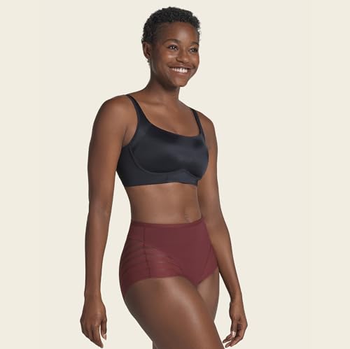 Image of Leonisa High Waisted Invisible Tummy Control Shapewear for Women - Stripe Lace Ladies Underwear Panties