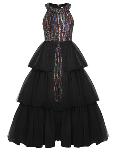 Girls' Special Occasion Dresses Pageant Sequin for Birthday Party Graduation Formal Dresses Size 10-12 Black