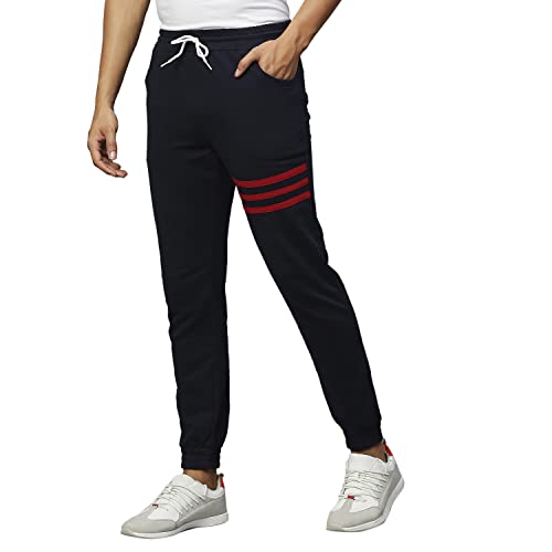 Image of Hubberholme Men's Slim Fit All Season Wear Cotton Track Pants - Trackpant with Drawstring Elastic Waistband, Lower for Jogging, Gym, Sports & Dailywear
