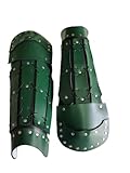 Leather Samurai Armor | Medieval Viking Cosplay Armor | Leather Knight Armor |Steampunk Fantasy Unisex Viking Armor (Green Leg Armor)
