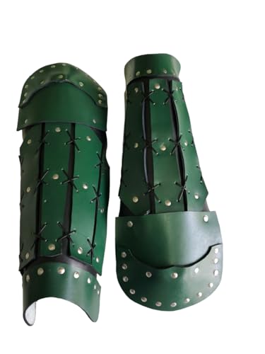 Leather Samurai Armor | Medieval Viking Cosplay Armor | Leather Knight Armor |Steampunk Fantasy Unisex Viking Armor (Green Leg Armor)