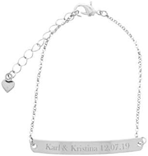 Teeuidsya Personalized Name Bar Bracelet for Women, Custom Silver Gold Plated Tone Bar Bracelet, Delicate Birthday Wedding Christmas Graduation Gifts for Girls Friend Girlfriend