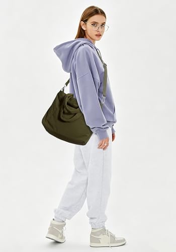 Image of KALIDI Quilted Carryall Tote Bag, Large Puffer Crossbody Women Handbags Shoulder Soft Fluffy Lightweight Travel