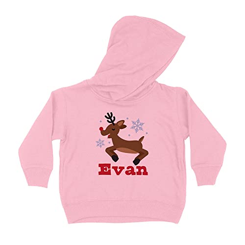 Reindeer Evan Christmas Kids Hoodie Sweatshirt Toddler 5T Light Pink