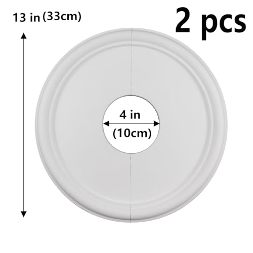 Image of Semetall PU Ceiling Medallion for Light Fixtures and Ceiling Fans,13 inch OD x 4 inch ID (2 Pack,White)