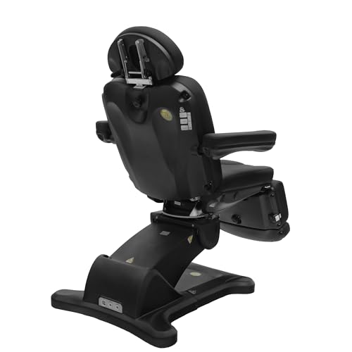 Image of SKINACT Malibu Electric Medical Spa Facial Treatment Chair /Table with 240 Swivel Base, Adjustable Backrest, Leg Rest and Wired Hand Remote Control (Black)