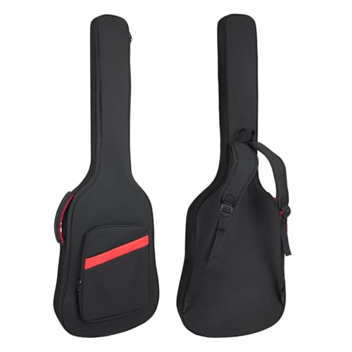 HOHIYO Bass Guitar Bag 6mm Padding Waterproof Electric Bass Case Electric Bass Gig Bag Backpack with Neck Protector Strap and Pockets Adjustable Shoulder Strap Black (Bass Guitar Bag-Red)