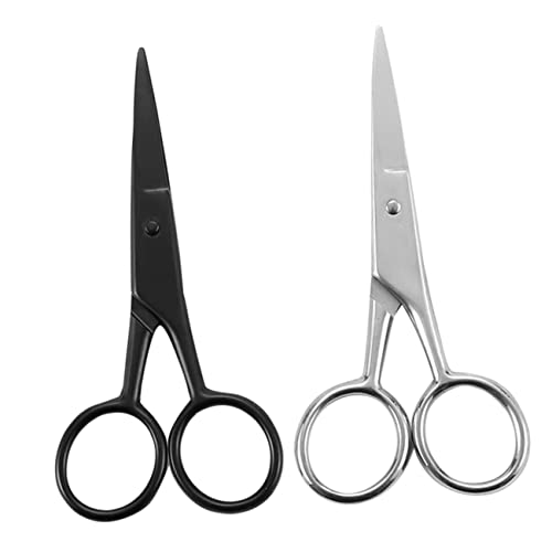 HONMEET Beard Scissors for Men 2pcs Body Hair Clippers Beard Styling Scissors Trimmer Random Color