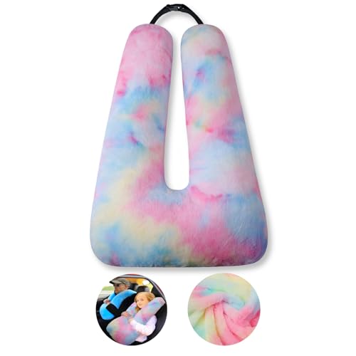 Image of FHSGGP Travel Pillow Car Pillow Kid Car Sleeping Colorful Pink