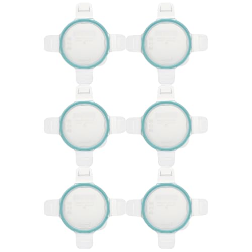Snapware 7202R (1-Cup) Clear Lid w/Teal Blue Gasket (6-Pack) - Made in USA