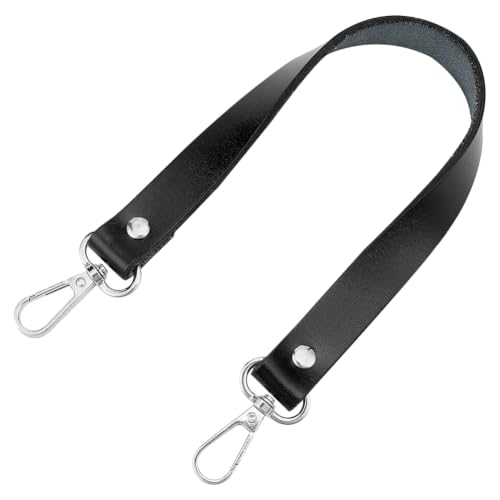 WADORN Leather Replacement Purses Straps, 13.7 Inch Genuine Leather Bag Handles Short Leather Shoulder Bag Strap Cowhide Handbag Handles with Platinum Swivel Clasps for DIY Tote Bag Making Accessories