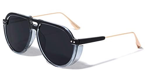Plastic Lens Shield Flat Top Round Lens Aviator Sunglasses AV-5425