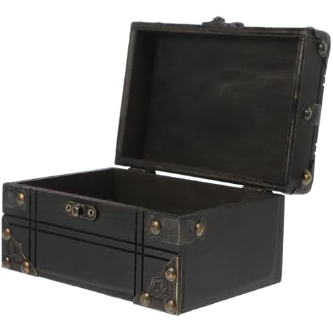 OKUMEYR Vintage Storage Box Keepsake Boxes Treasure Chest with Lock and Key Pirate Treasure Chest Trinket Storage Case Sundries Storage Holder Storage Boxes Jewelry Accessories Wood Cover