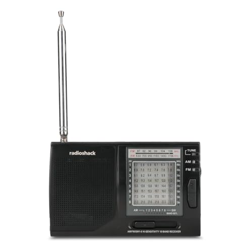 Bocinas, Home RadioShack Radio Receptor Análogo con Bandas AM/FM/SW1-8, Entrada de Corriente Directa y audífonos, Requiere 2 baterías AA (no Incluidas)
