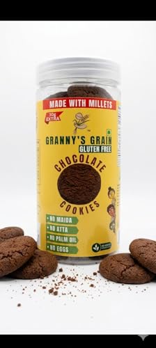 Image of GRANNY'S GRAIN Millet Coffee, Cheese, Chocolate & Sesame Jaggery Cookies Combo | Maida Free | Palm Oil Free | No Eggs | No Atta | Grain Based Baked Snack Assortment | Pack of 4 Jars | 100 gm Each |