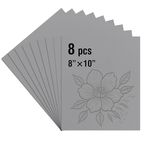 Falling in Art 8 * 10 Linoleum Carving Blocks, 8 Pack Soft Stamp Rubber Blocks for Crafts and Artists Printmaking, Gray,1/8