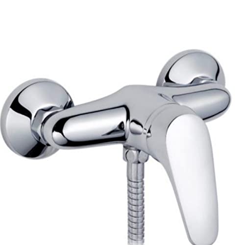 THERMIKET Grifo de Ducha, Grifo Monomando para Ducha con equipo incluido, set de ducha incluido con soporte para alcachofa, cartucho de discos cerámicos de 40mm, 142x150mm, Acero Cover