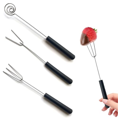 JYXNU 3 Pièces Fourchette à Pralines, Fourchettes à Chocolat en Acier Inoxydable,Fourchette à Tremper,Fourchettes à Fondue pour Bonbons Truffes...