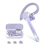 HEIBAS Bluetooth Headset, Wireless Bluetooth Earpiece with 500mAh Charging Case 72 Hours Talking Time Built-in Microphone for iOS Android Cell Phone, V5.1 Hand-Free Headphones for Trucker-Violet