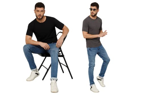 Image of T-Shirt for Men - 100% Cotton Casual T-Shirt | Half Sleeve, Round Neck 4 Way Stretch Fabric | Slim Fit T-Shirt