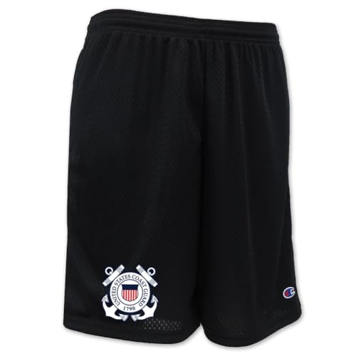 Armed Forces Gear Men's US Coast Guard Seal Logo Mesh Shorts - Official Licensed US Coast Guard Shorts for Men