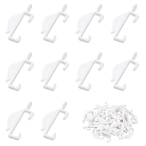 Haluway 50 Pack Durable Plastic Curtain Glider Hooks, Smooth Sliding Curtain Track Hooks For Windows, Showers & Doors
