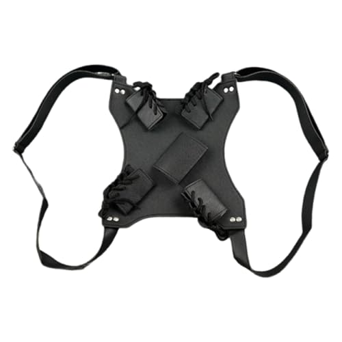 Amagogo Arnés de Doble Cuchillo, Correa de Cosplay para niños, Disfraz de Correa Trasera de samurái de Doble Vaina para Disfraz de Cuero de PU con Cuchillo, Negro