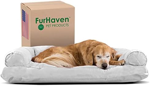 Furhaven XL Pillow Dog Bed Quilted Sofa-Style w/ Removable Washable Cover - Silver Gray, Jumbo (X-Large)