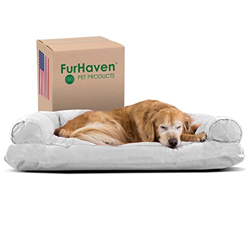 Furhaven Xl Pillow Dog Bed Quilted Sofa-Style W/ Removable Washable Cover - Silver Gray, Jumbo (X-Large) #TOP4