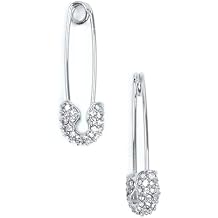 Karl Lagerfeld Paris Linear Safety Pin Earrings, Silver Tone, One Pair