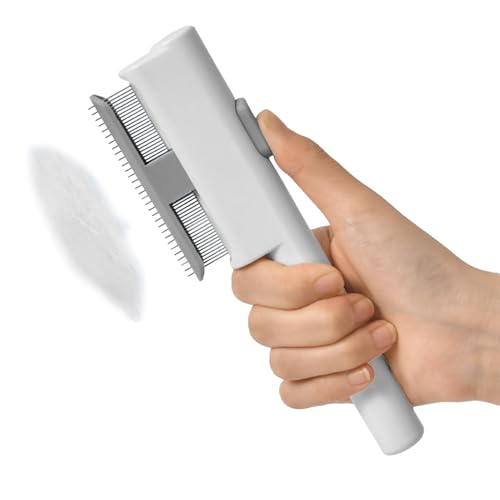 Peigne pour chien pour la perte de poils | Peigne démêlant en métal pour chat d'intérieur – Brosse démêlante pour animal domestique, appartement, bain,...