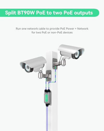 Image of LINOVISION BT90W Outdoor PoE++ Extender, Repeater and Amplifier, IEEE 802.3af /at /bt, Two PoE Outputs for IP and PTZ Cameras