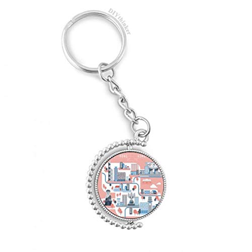 Key Ring Chain Hong Kong DIYthinker porte-clés rotatif multicolore et keyholder