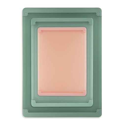 COOK WITH COLOR Extra Large Cutting Board Set, Jumbo-Sized Boards with Rubber Border for Enhanced Cooking Experience, 3-Piece, Blue/Teal