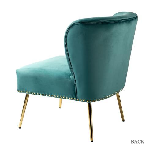 Image of Lakdi The Furniture Co Modern Velvet Lounge Chair for Home & Living Room with Solid Wood Frame & Golden Metal Legs | Upholstered Accent Chair | 5 Years Warranty | Free Assembly