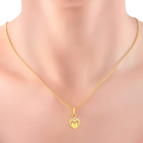 Image of Malabar Gold & Diamonds Heart Pendant for Women 22k Gold | 22 kt (916) BIS Hallmark Gold Pendant for Birthday, Wedding, Anniversary & Valentine's Day Gift