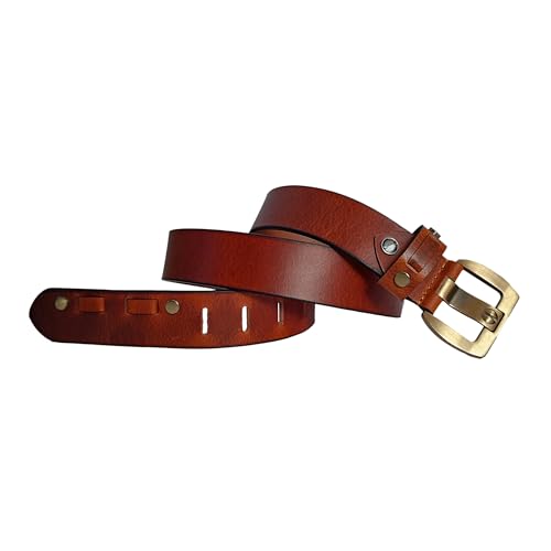 Image of Men's Genuine Leather Belt Branded, Jeans Leather Belt for Men, Brown Casual /Formal Premium Lether Belt