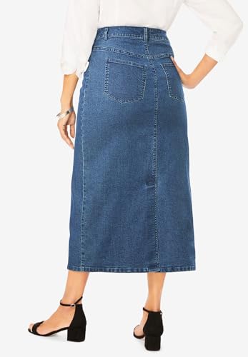 Jessica London Women's Plus Size True Fit Front Button Casual Denim Skirt2