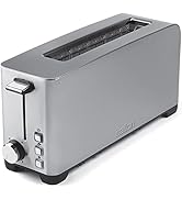 Salton Stainless Steel Long Slot Toaster 2 Slice with Extra Wide 1.7" Slots for Bagels, Waffles, ...