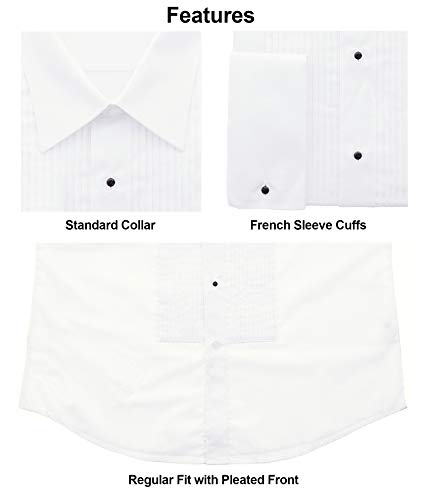 Milani Men's Tuxedo Shirt with French Cuffs 17", 34/35 White2