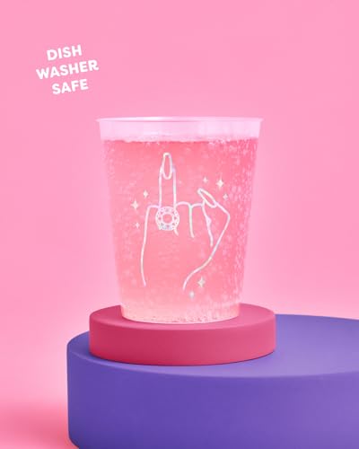 xo, Fetti Bachelorette Party Ring Finger Reusable Cups - 16 Frost Flex Cups | Bach Party Drinkware, Cute Bridal Shower Supplies, Engagement Reusable Cups, Bride To Be Decorations, Bridesmaids Favors