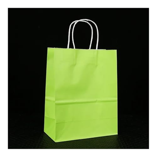 10/25 bolsas de papel kraft multifuncionales reciclables con asas (verde grisáceo, 25 unidades, 21 x 14 x 27 cm)